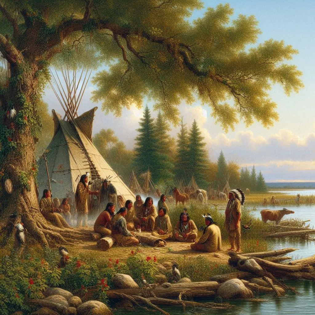 Potawatami at Kishwauketoe Historical image of the Potawatami on the shores of Kishwauketoe